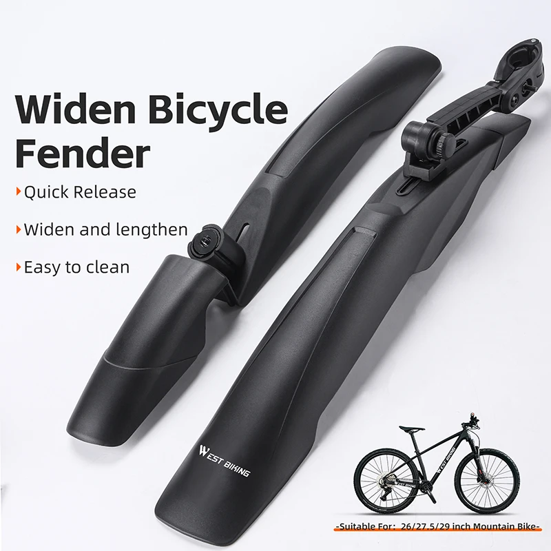 WEST BIKING Bike Fenders Mudguard Universal Adjustable Front Rear Bicycle Fender Cycling Splash Mud Guard for 26 27 29 Inch Bike