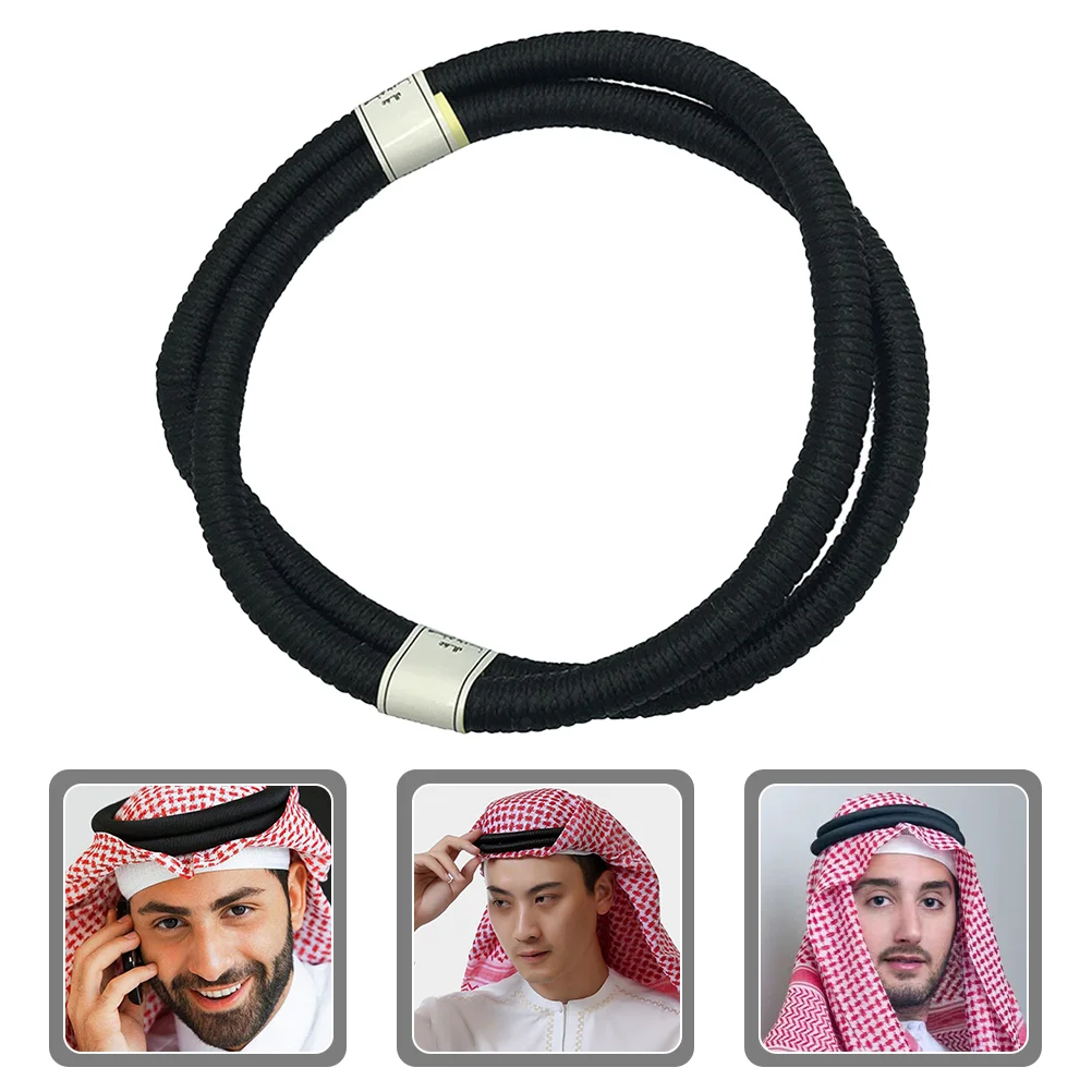 

Black Headband Arab Scarf Rope Arabian Costume Accessory Accessories Male Men Pu Man