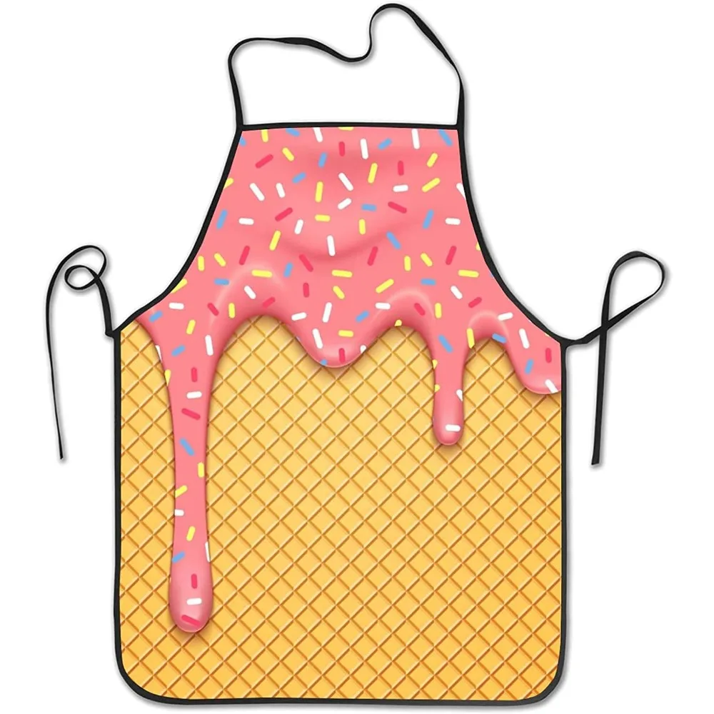 

Фартук для мороженого с вафельным вкусом вишни, летний десертный фартук, тематический кулинарный шеф-повар, для женщин, мужчин, для взрослых и девочек, для детей