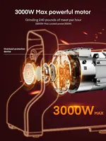 Meat Grinder for Home Use - 3000W Max Powerful - Sausage Stuffer with 3 Stainless Steel Grinding Plates - Size #12 2