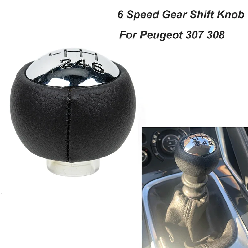 

Ручка переключения передач для Peugeot, 6 скоростей, из пластика и искусственной кожи, черная, для Peugeot 307, 308, 3008, 407, 5008, 807, аксессуары для интерьера автомобиля