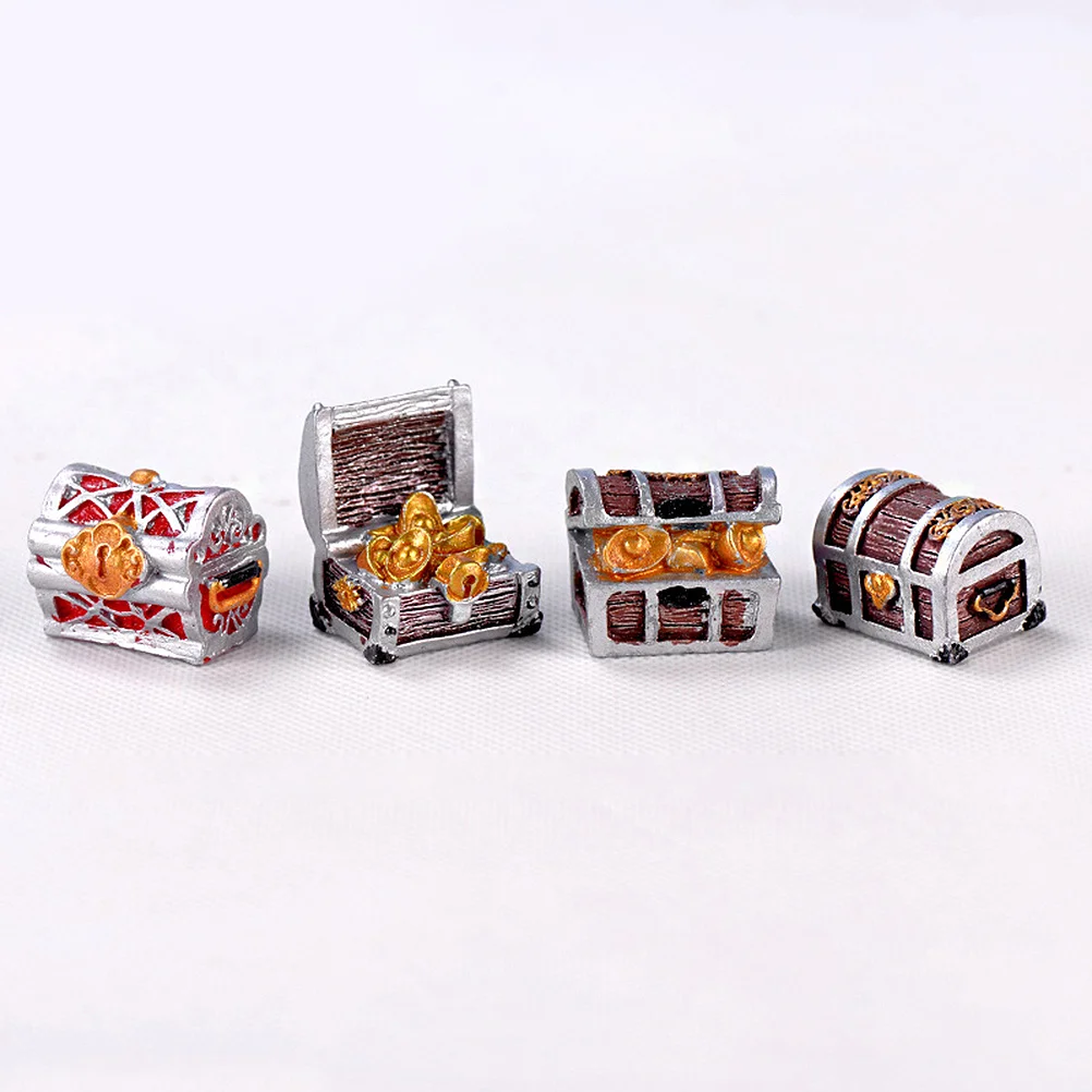 

4Pcs Aquarium Mini Resin Cartoon Mediterranean Sea Gold Treasure Box Decoration (4 Combinations/Package)