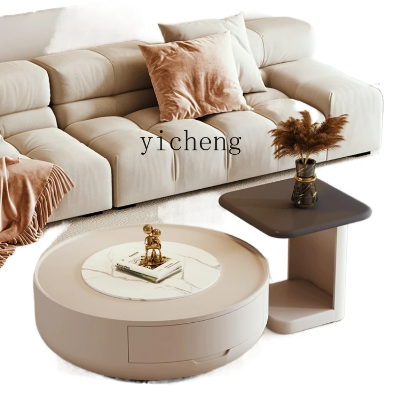

ZC French Cream Style Coffee Table TV Cabinet Combination Small Apartment Living Room Home Modern Minimalist Side Table
