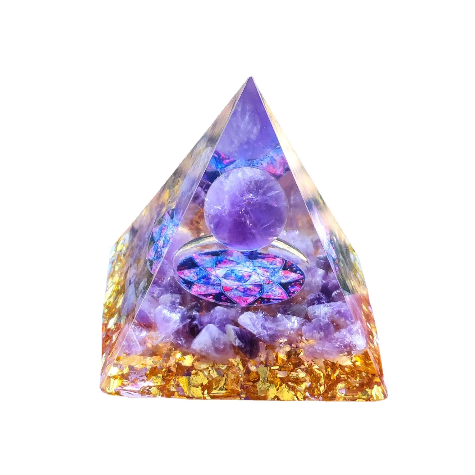 7 Colored Chakra Pyramid Natural Crystal Ball Crushed Stone Tree Of Life Orgonite Pyramid Home Decor Crafts Car Office Ornaments