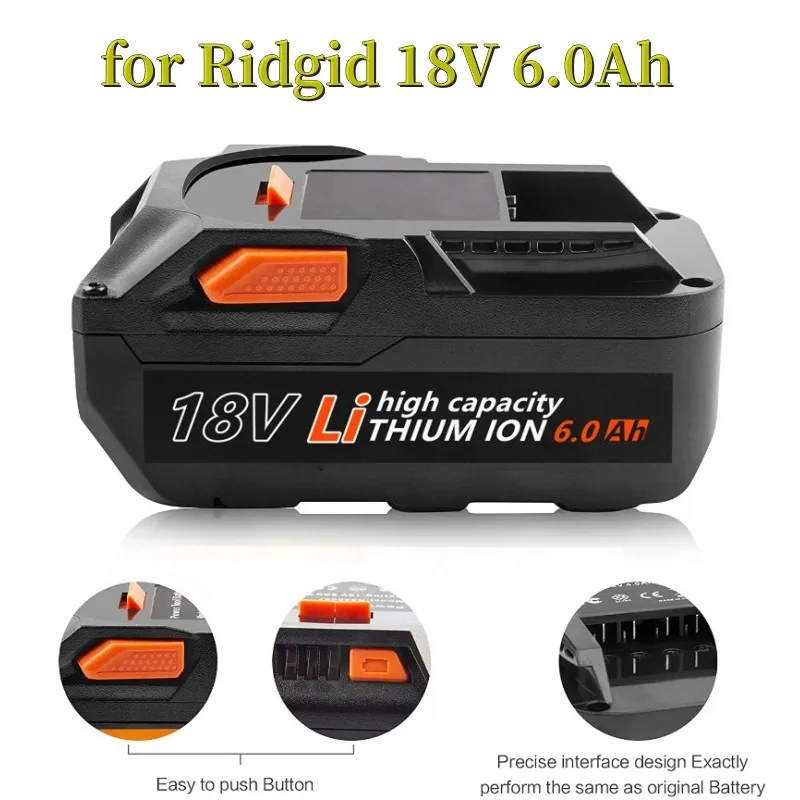 

Литиевый аккумулятор 3-го поколения для Ridgid 18 в, 6,0 Ач, сменный аккумулятор, беспроводные электроинструменты, литий-ионный аккумулятор R840084 R840087