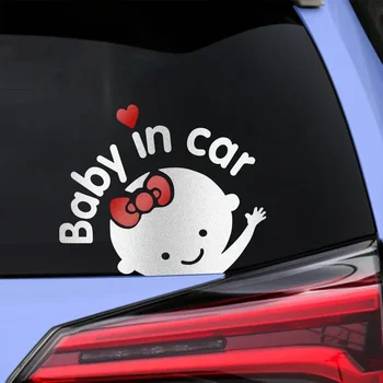 Adesivi Cartoon 14,5x12cm Bambino in Auto, Divertente Decalcomania in PVC 'Bambino a Bordo' per Finestrini Auto, Decorazione Personalizzata, Accessori Auto