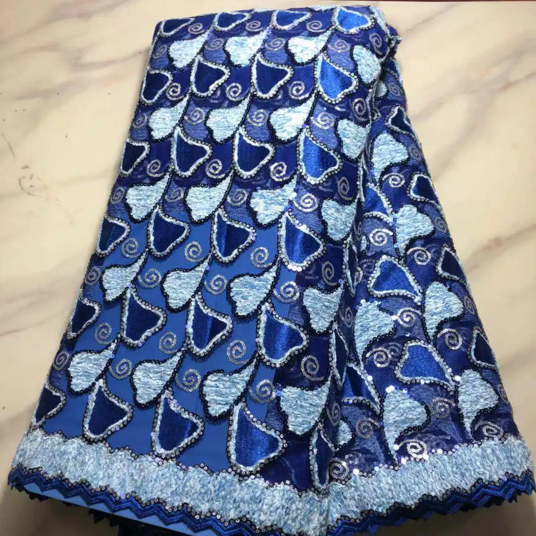 

Африканская кружевная ткань Bestway 2021, Высококачественная синяя вышивка блестками, нигерийская свадебная одежда Asoebi, кружевной материал для шитья PPL21152