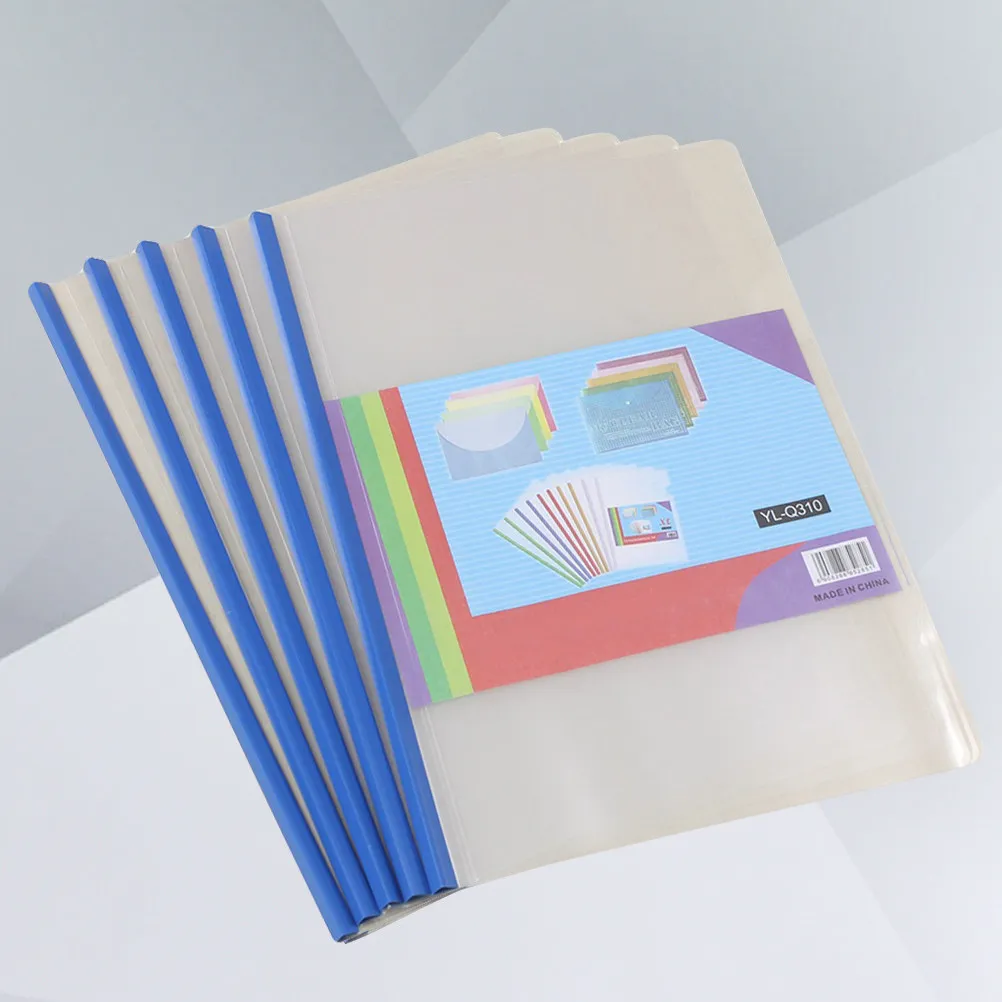 10Pcs 투명 플라스틱 보고서 폴더 슬라이딩 바 홀더 A4 파일 주최자 디스플레이 커버 바인더 용지 문서 테스트