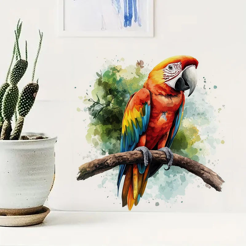90601#Colored parrot Toilet Stickers Decoration for Living Room, Wall, Bedroom, and Home Decor Car Decals Self-Adhesive