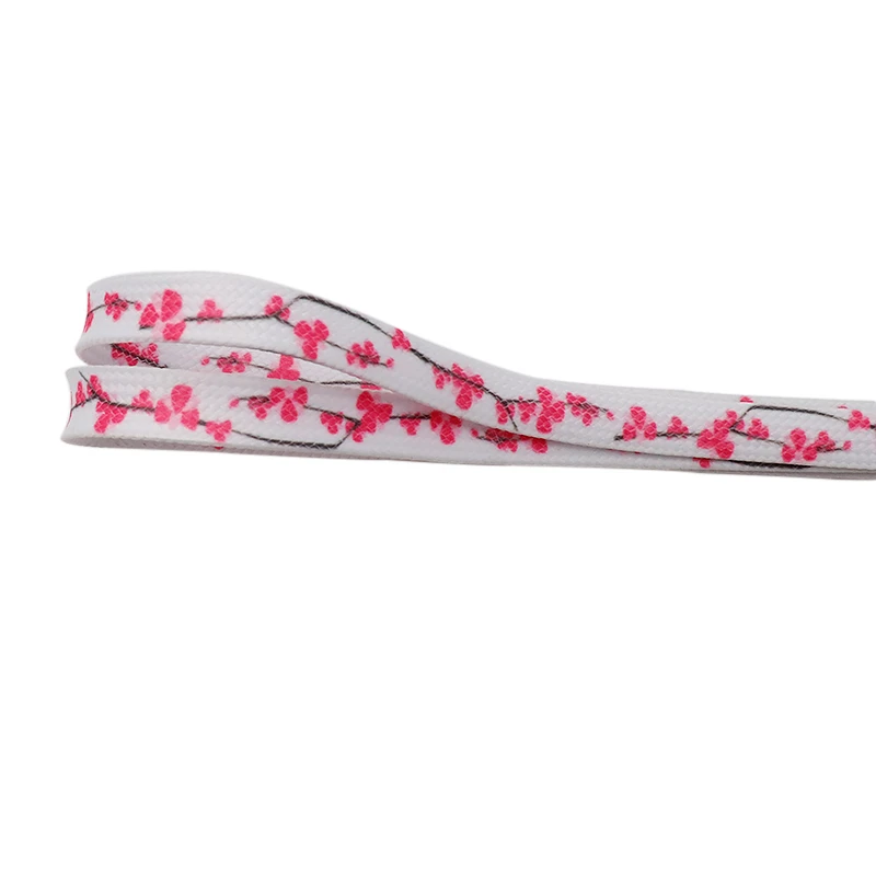 Weiou 7MM Top Shoe Accessory Women White Red Stamp Pretty Cord Floral Heat Transfer Printing Shoelaces Sneaker Zapatillas Mujer