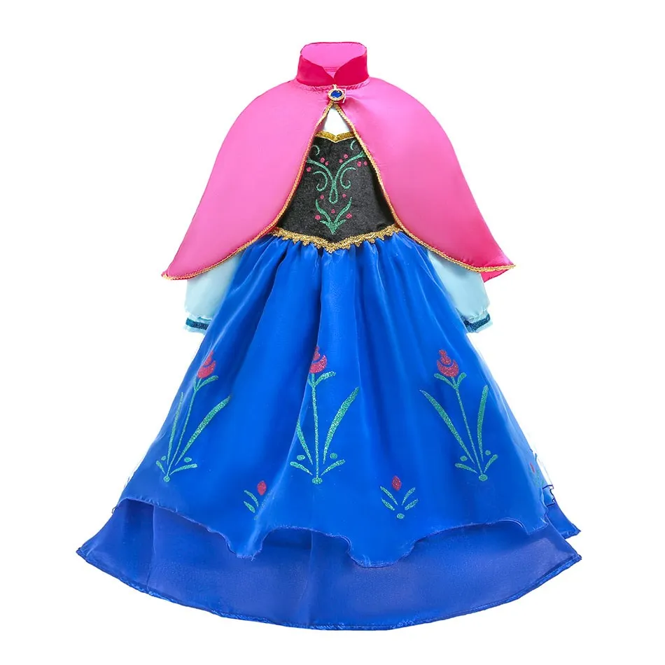 Girls Jasmine Princess Dress Children Elsa Anna Bella Rapunzel Mermaid Costume Kids Snow White Cinderella Aurora Dress