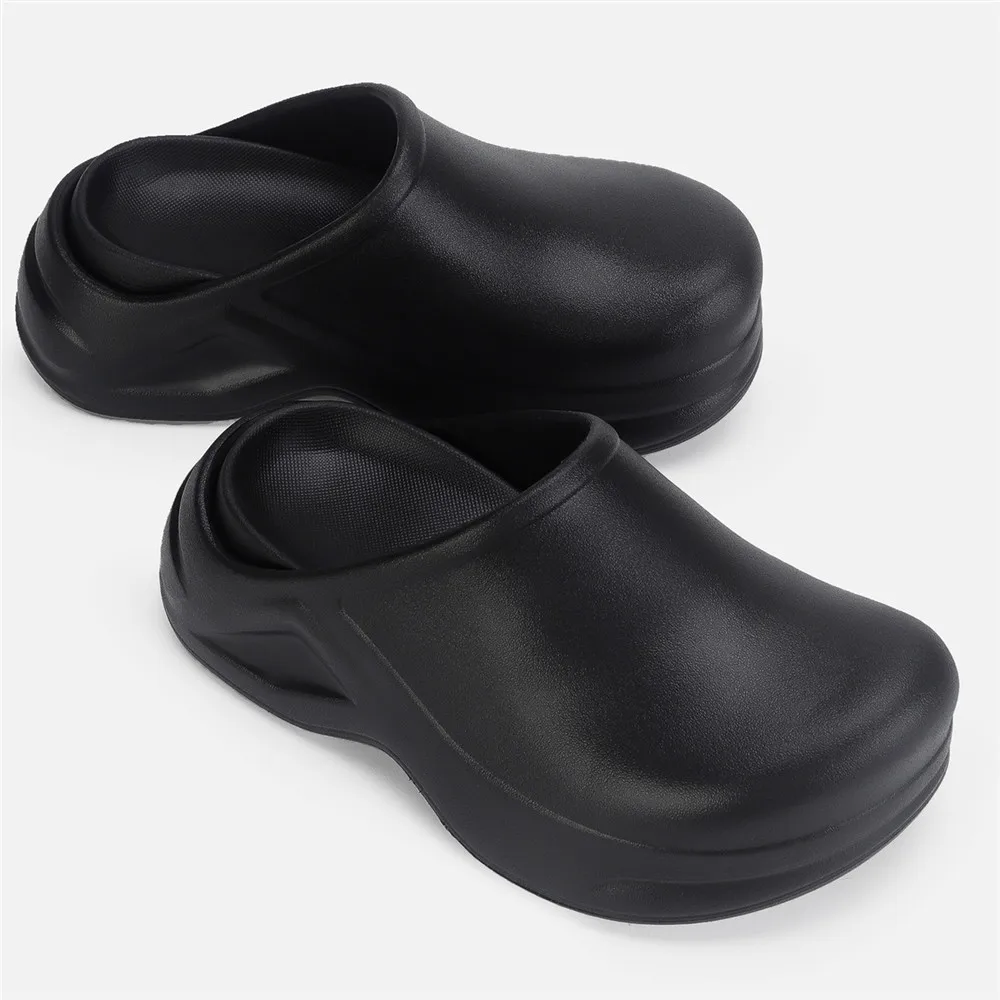 Women Summer Slip-On Non-Slip Slippers for Woman Round Toe Thick Bottom Black Platform Shoes Ladies Flat Comfortable Brand Shoes