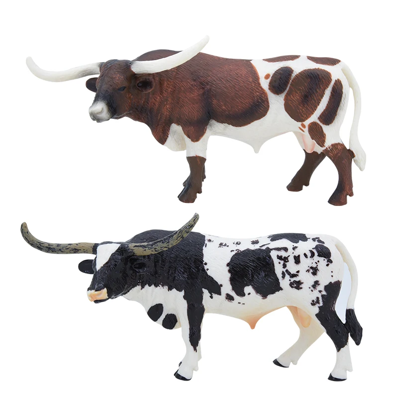 

TANG DYNASTY Hand Painting Realistic Animal Action Large Figures Playset Texas Longhorns Figurines Educational Toy Cake Toppers