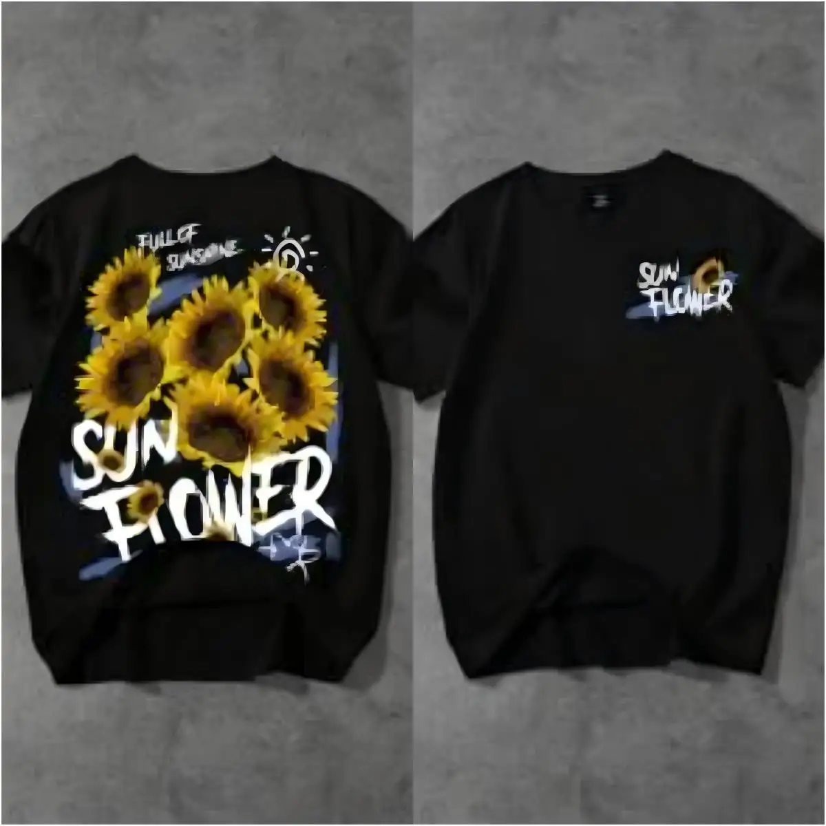 Full Of Sun Flower Print Retro Tee Top Men Cotton Hip Hop T-Shirts Summer Trendy Comfortable T Shirt Loose Sport Short Sleeve