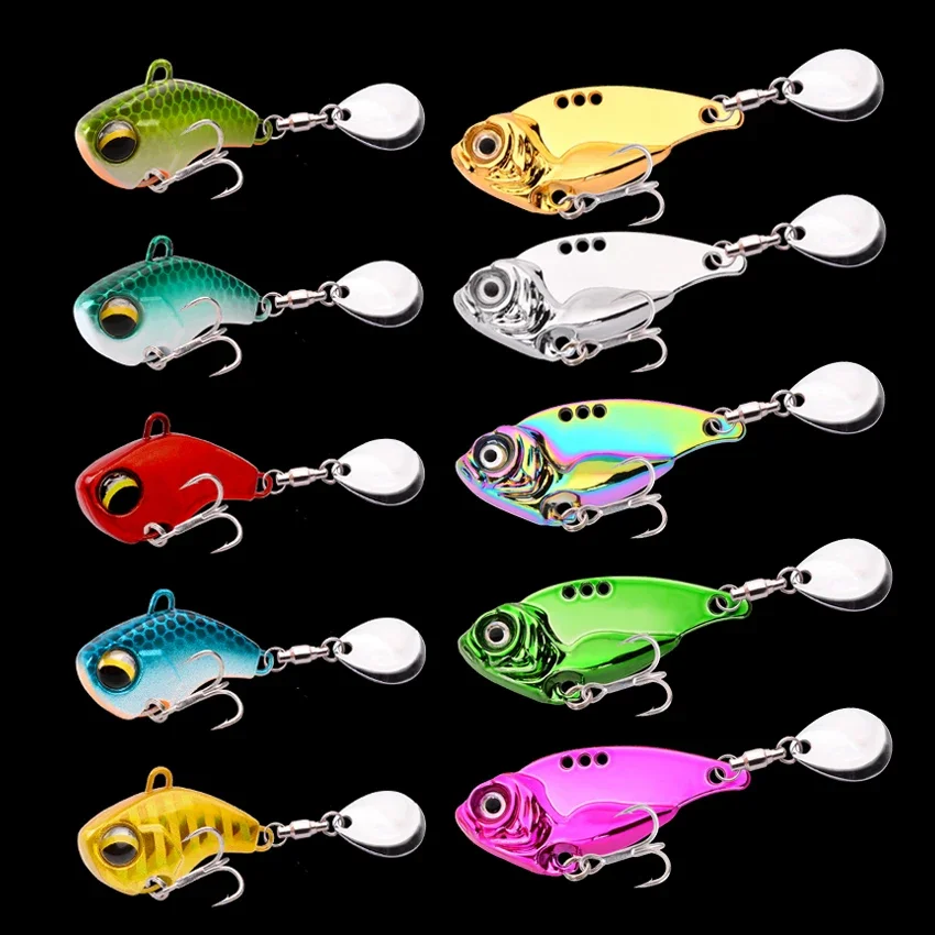 

10Pcs Mix Fishing Lures Wobble Rotating Metal Vib Vibration Bait Winter Fishing Artificial Hard Baits Spinner Spoon Lure Pesca