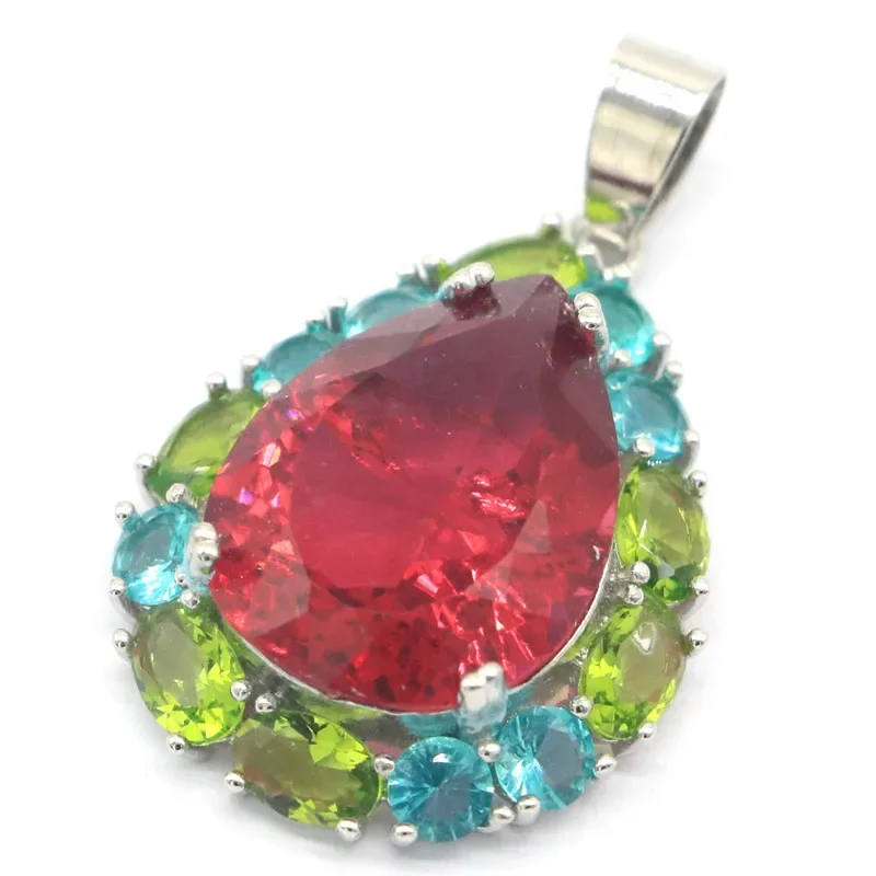 6g Customized 925 SOLID STERLING SILVER  PENDANT Colorful Beautiful Aquamarine Peridot Tsavorite Garnet Pink Tourmaline For Wome