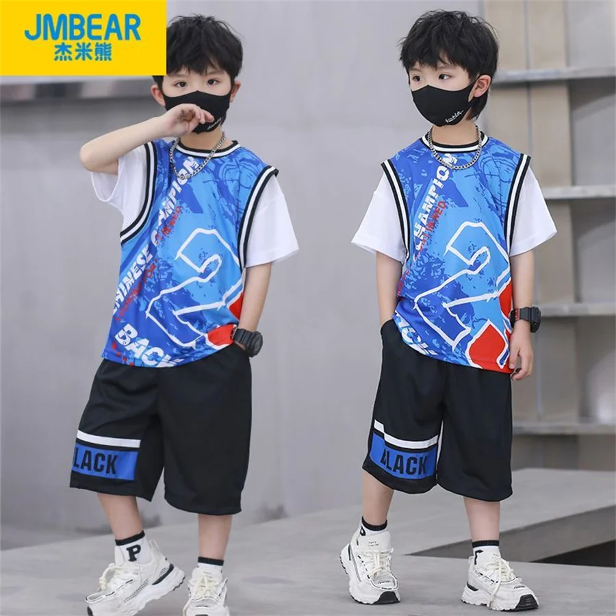 

Boys Clothes Sets Summer Kids Short Sweatshirt T-shirt + Shorts 2 Pieces Suit Teenage Boy Outfits For 4 6 8 10 12 14 Years