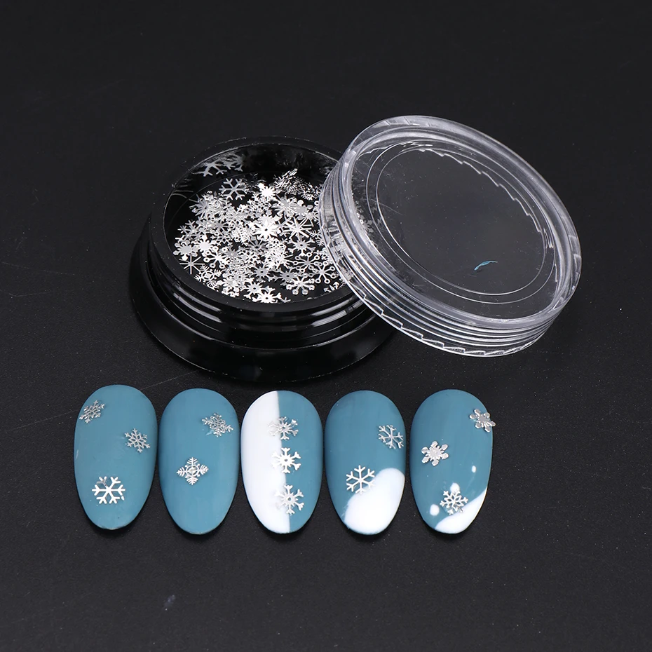 Winter Christmas Silver Mix Snowflakes Nail Glitter Sequins Nail Art Paillette  Supplies Tips Manicure Decoration Accessories