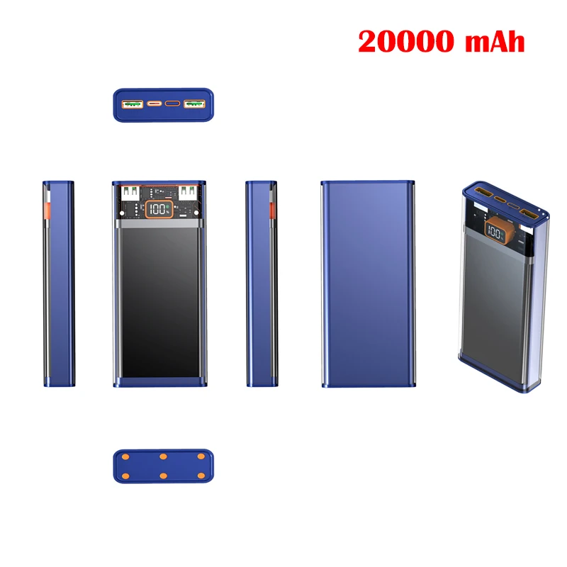 DIY Power Bank Case Battery Storage Box Quick Charge for Polymer 1260110 Battery Holder Fast Charging PD22.5W Alloy Case 20000mA Battery Storage Box Battery Holder Power Bank Case Battery Power Bank Box