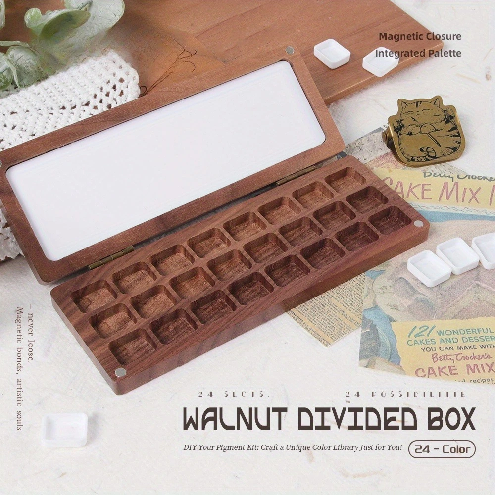 Holz Aquarellpalette Reisekasten Mit 24 Fächern Und Deckel_voghion.com