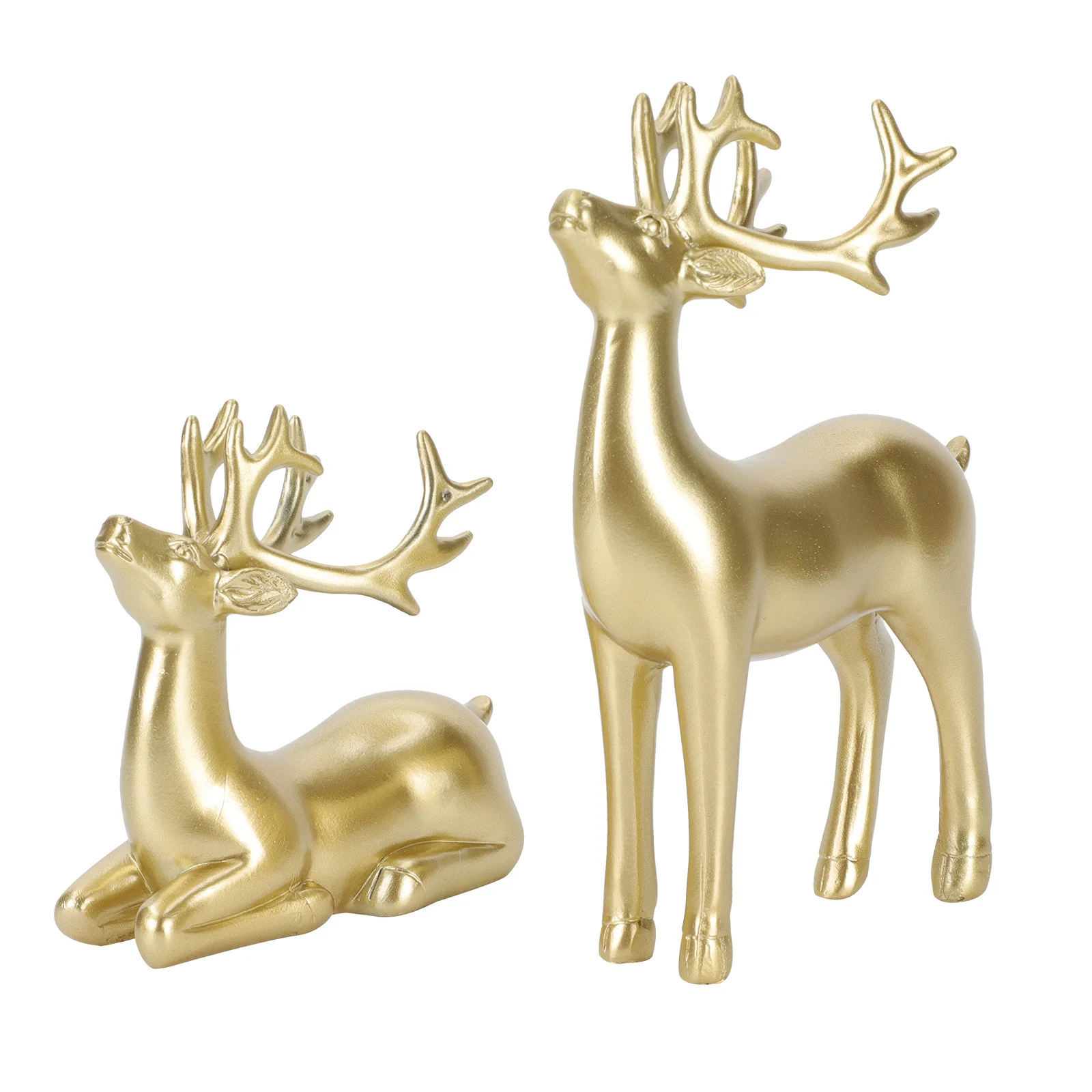 

2 Pcs Lucky Deer Tabletop Adornment Desktop Accessories Xmas Party Decor Resin Props Decoration