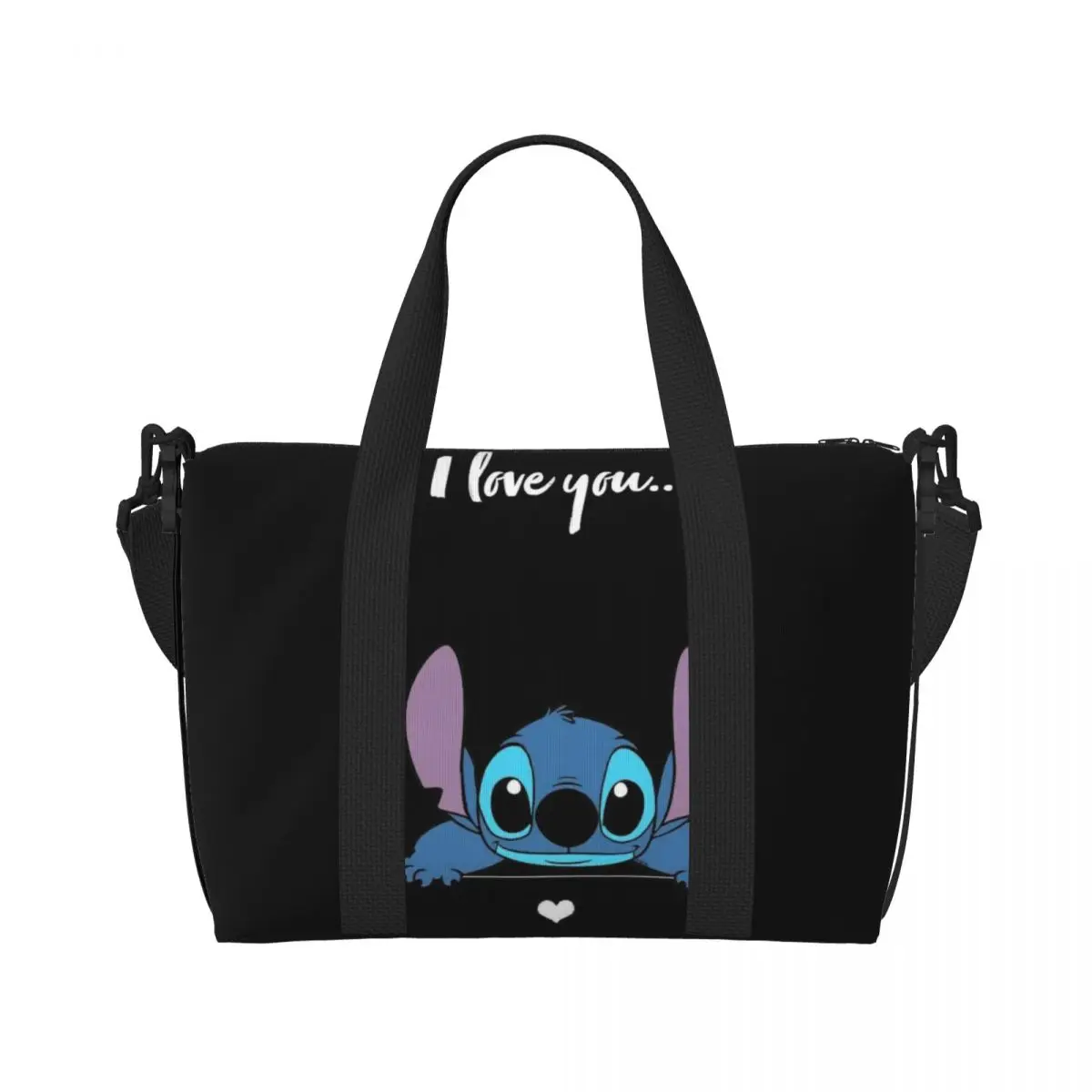 Custom Cute Stitch Beach Tote Bag Women Cartoon Big Compartment Beach Gym Travel Bags 2