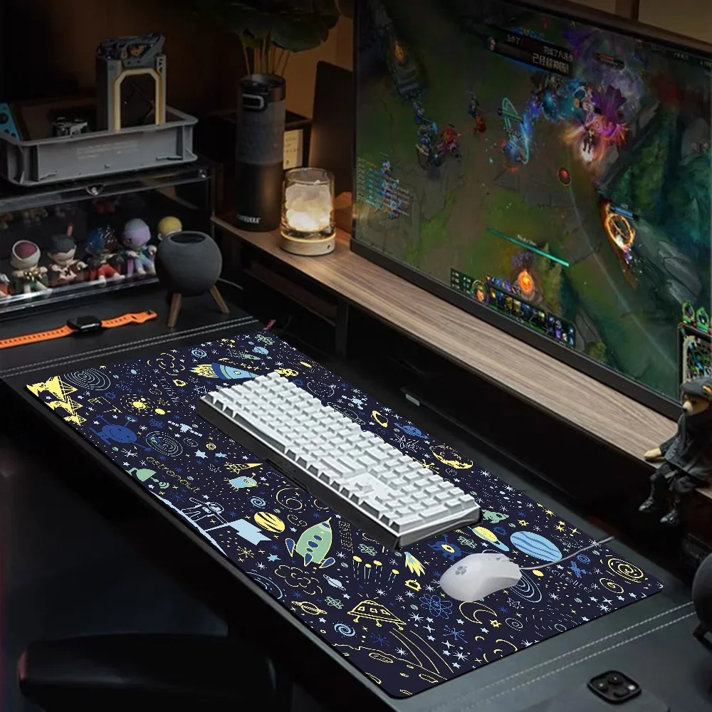 Space Ufo And Many Planets My Favorite Office Mice Gamer Soft Mouse Pad Size For Game Keyboard Pad 3