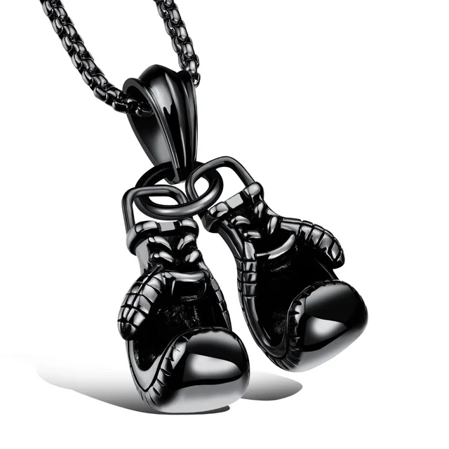 Sport Fitness Jewelry Double Boxing Glove Pendant Necklace Chic Men Hiphop Chain Necklace Cool Male Jewellery 2