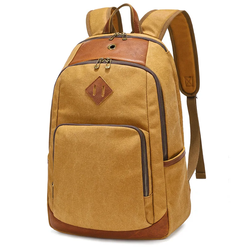 Retro Men's Backpack Waterproof Wax Dyed Canvas Bag Large Capacity Outdoor Travel Multifunctional Computer Bag 2