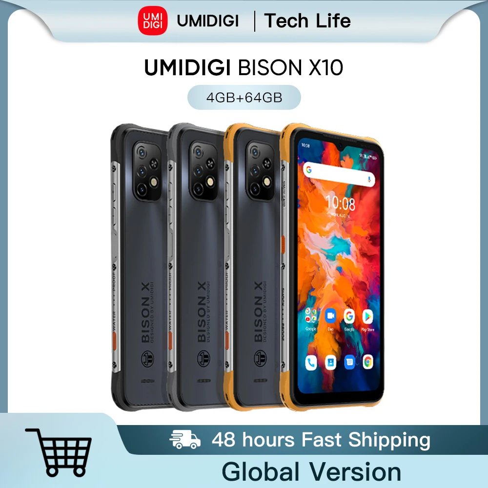 poco budget phones UMIDIGI BISON X10 Global Version Rugged Smartphone IP68&IP69K 64GB NFC 20MP Triple Camera 6150mAh Phone best poco smartphone