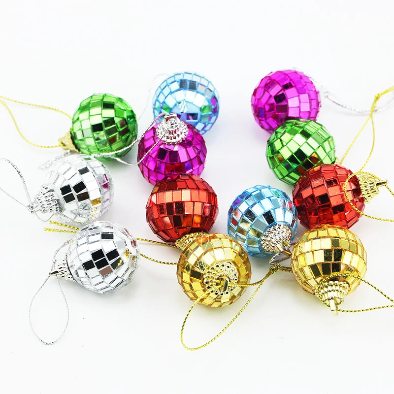 (12pcs/pack) 4cm Christmas Ball Laser Mirror Glass Christmas Party Live House Decoration Pendant Cake Accessories DIY