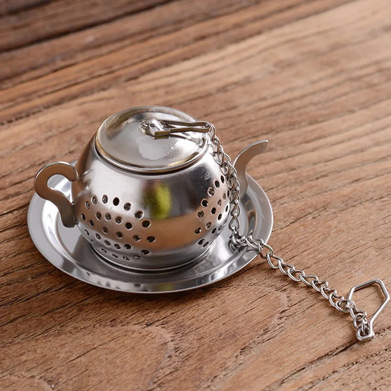 Cute Mini Tea Infuser Stainless Steel Tea Strainer Filter Reusable Teapot Shape Ball Loose Leaf Bag Teapot Accessories