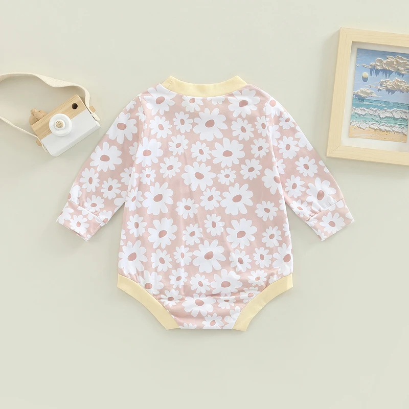 Baby Girls Romper Spring Autumn Infant Newborn Long Sleeve Girls Floral Print Jumpsuit Baby Cotton Clothes Outfits 3-18 Months