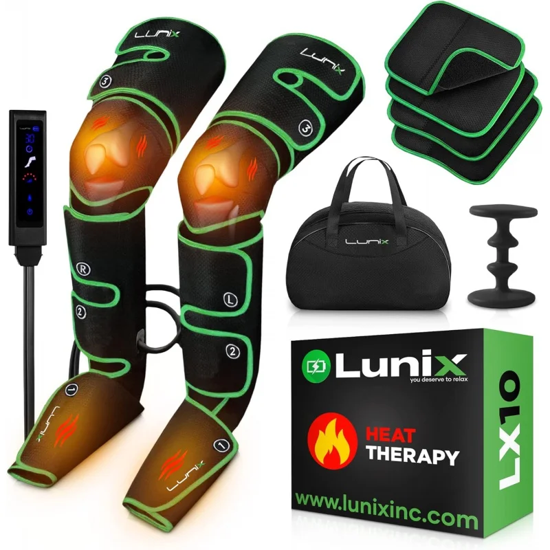 

Lunix LX10 Foot, Calf, Leg Air Compression Massager Machine, Cordless and Rechargeable Thigh and Knee Boots Device with Heat for