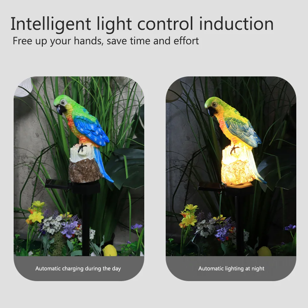 Description Picture 6 of itemSolar Parrot Lamp 600MAH Outdoor Garden Lamp Resin Lawn Ground Light IP55 Waterproof Macaw Ground Light Vivid for Patio Balcony