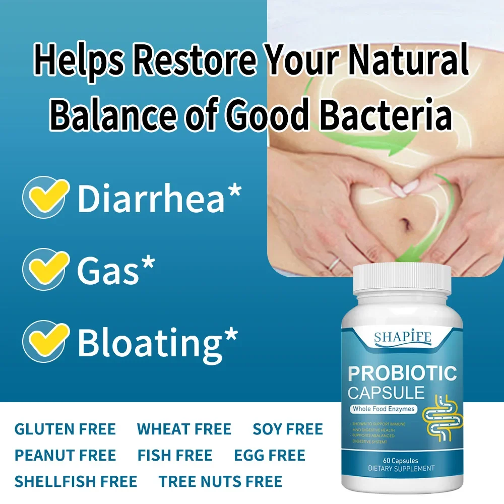 Probiotic capsule food enzyme promotes intestinal function and health prevents constipation regulates gastrointestinal function