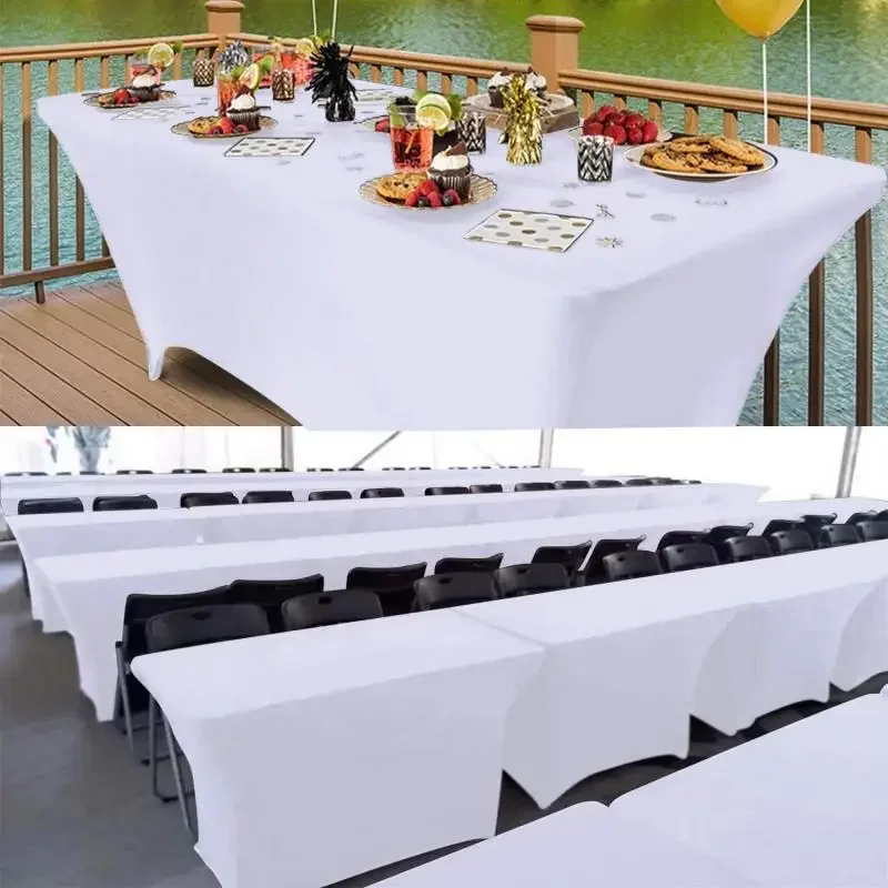 

New 2/1PC Spandex Stretch Table Cover Folding Table Rectangular Cocktail Tablecloth For Wedding Banquet Party Decoration 4/6/8FT