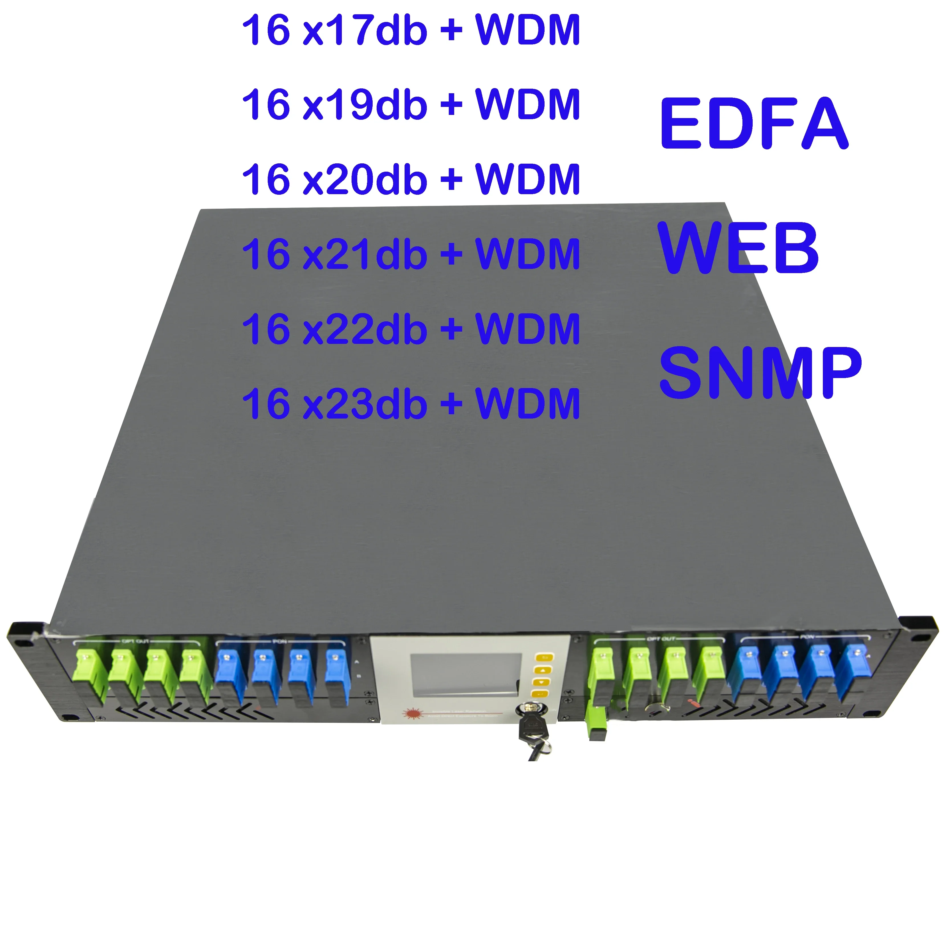 FTTH EDFA supports SNMP, WEB, free shipping, 16x23dBm,  with WDM 1550nm Optical Fiber Amplifier Cable Erbium-Doped