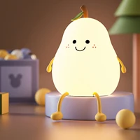 Kawai Pear Night Light With Legs Touch Sensor Portable Led Silicone Lamp Nursery Decor For Toddler Baby Christmas New Year Gift 1