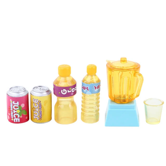 6Pcs/Set 1:12 Dollhouse Miniature Juicer Drink Bottle Cup Kitchen Kitchenware Pretend Doll House Food Kitchen Toy Accessories 4
