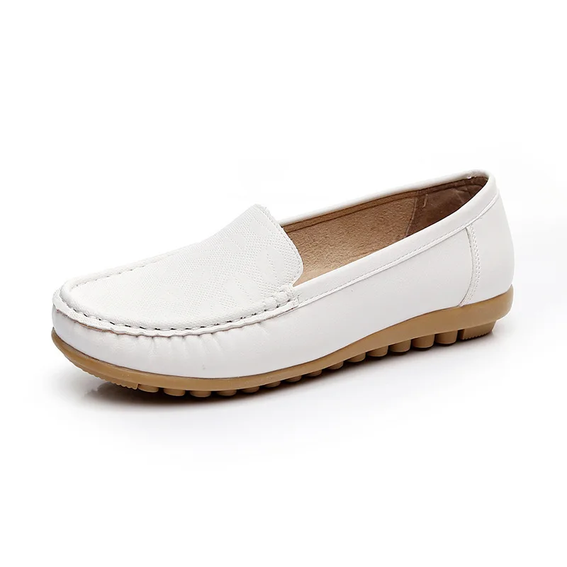 New Spring Autumn Woman Genuine Leather Bottom Flat Casual Women Footwear Lightweight Slip on Shoes Ladies Shoes Mother Shoes