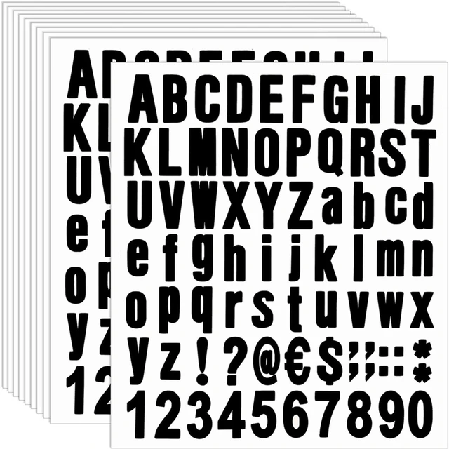 10 Blatt Alphabet-Kappen-Aufkleber, Vinyl-Buchstabenaufkleber