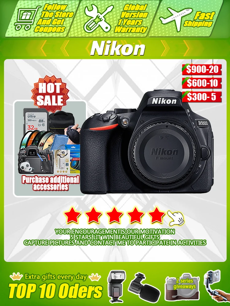 Nikon D5600 DSLR Camera -Full HD 1080p -Wi-Fi Bluetooth