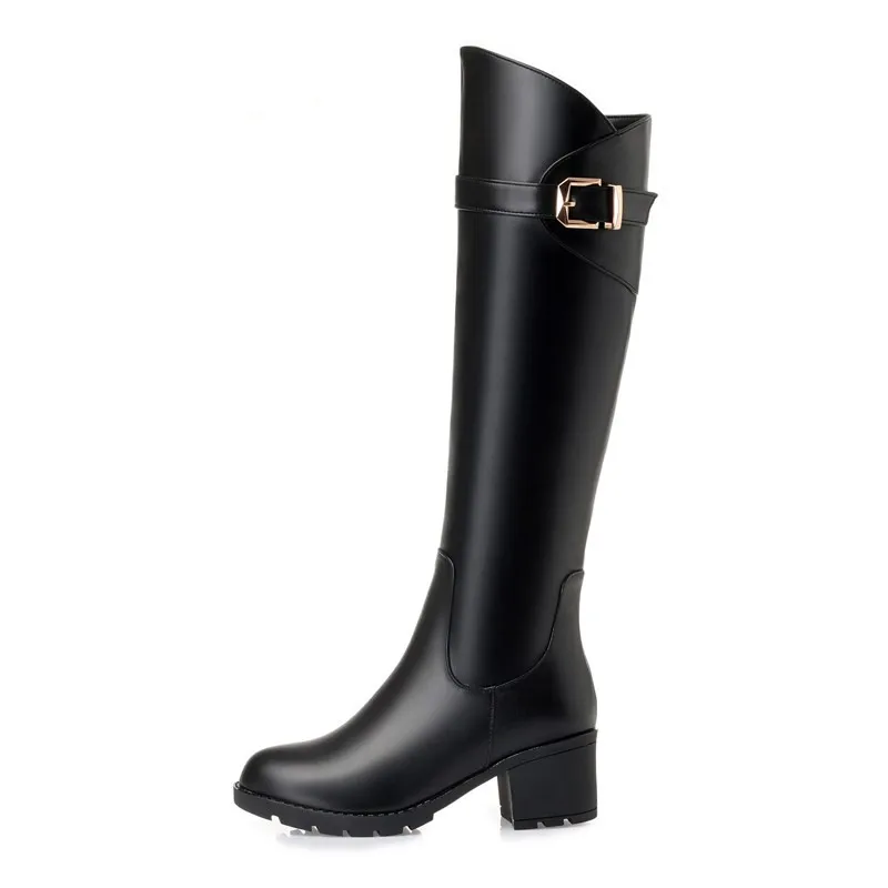 AIYUQI Women High Boots Genuine Leather New High-heel Fashion Women Riding Boots Large Size Round Toe Knight