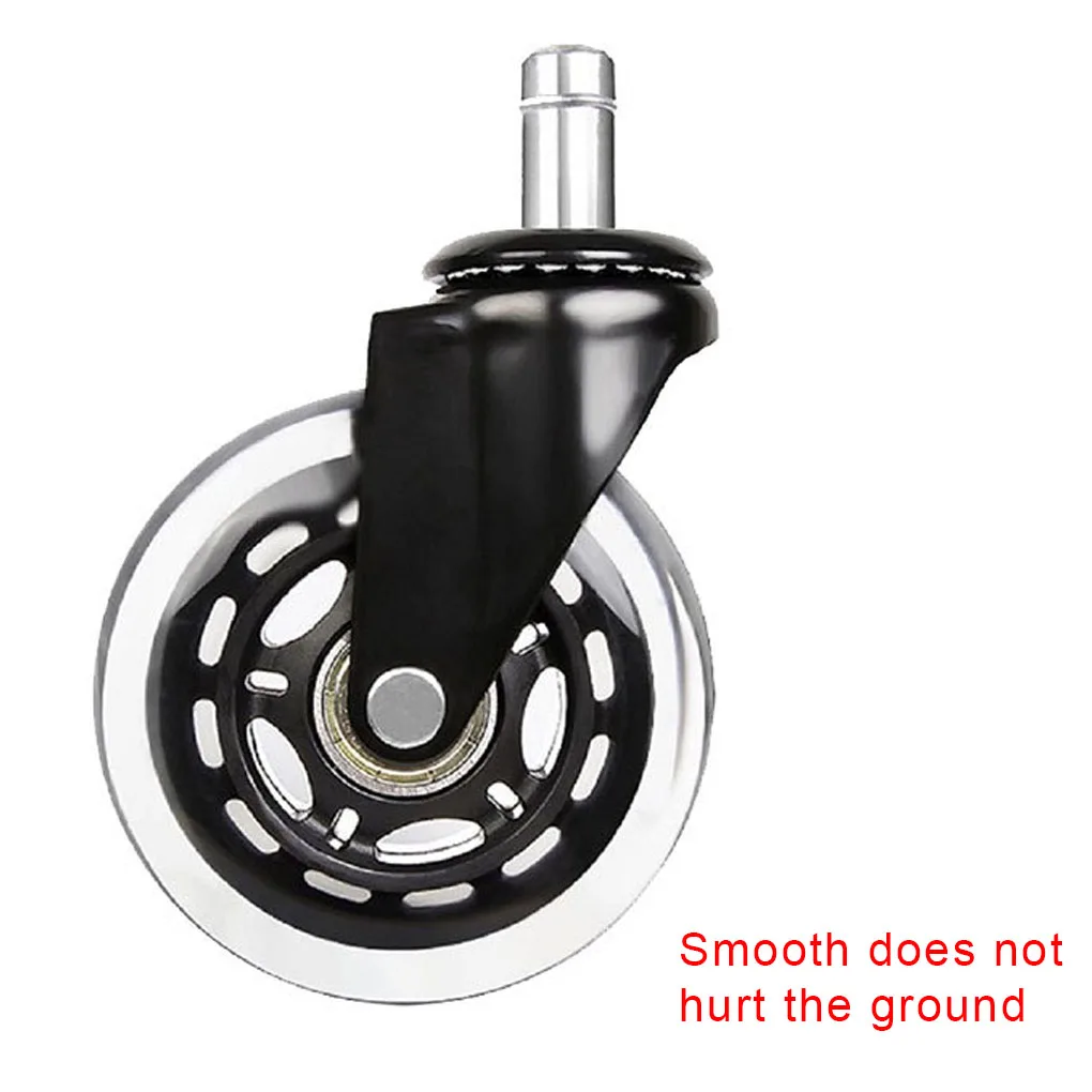 

5pcs 3 inch Office Chair Wheels 11mm Stem Quiet Rolling PU Rubber Desk Chair Casters Replacement