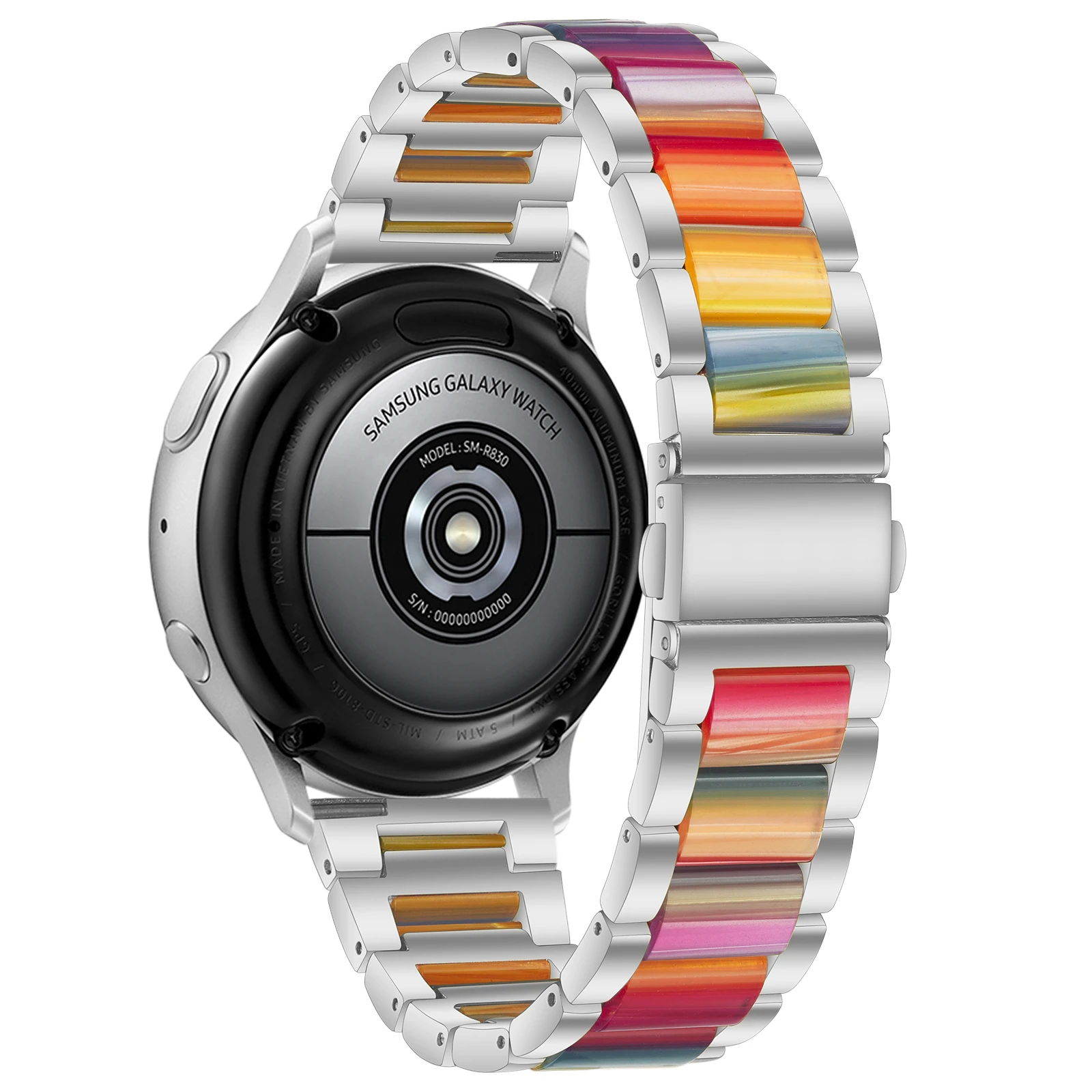 20mm/22mm Metal+Resin Strap For Samsung Galaxy Watch 3/Active 2/Huawei Watch GT 4 Luxury Bracelet Wristband For Amazfit GTR Bip