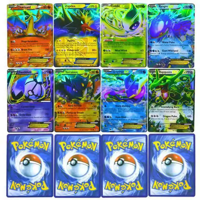 

60 Pcs Pokemon No Repeat MEGA Shining Cards Game Collection Battle Carte Trading Cards English Version V MAX TRAINER Kids Toy