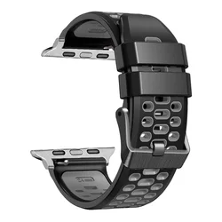 Breathable Silicone Strap Wristband Bracelet - 49mm - 45mm - 44mm - 42mm (Black Gray)