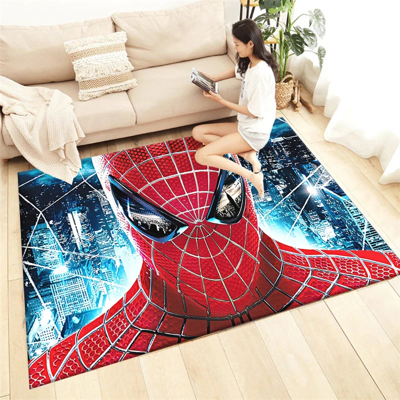 Spider Man HD Printed Carpet for Living Room Decoration Bedroom Picnic Camping Kitchen Entrance Door Mat Crawling Rug
