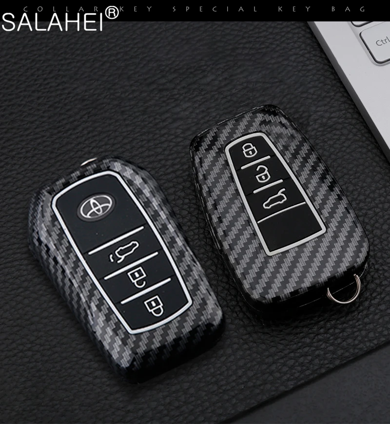

ABS Carbon Fiber Car Key Case Cover Protector Shell For Toyota Sienna Prius Camry Corolla CHR C-HR RAV4 Land Cruiser Prado Hilux